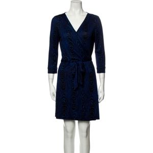 Diane Von Furstenburg Silk Mini Dress L / US 10 Blue